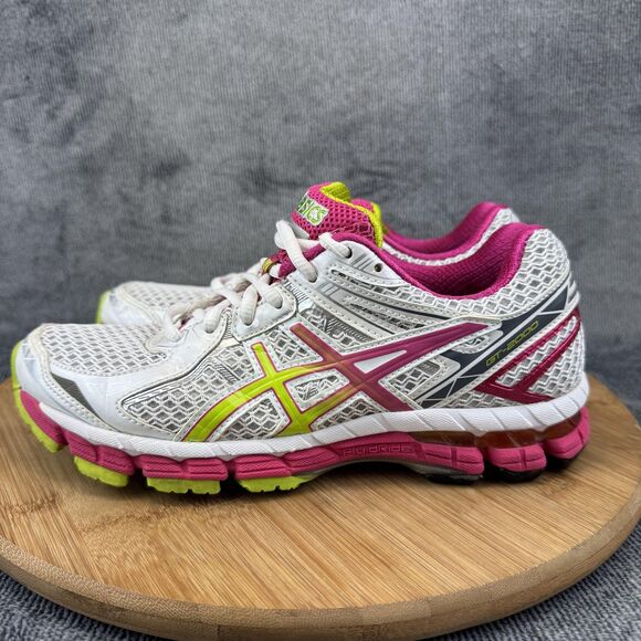 Asics GT-2000 Running Shoes Womens Size 6 White Pink Neon Yellow Stability - Picture 3 of 11